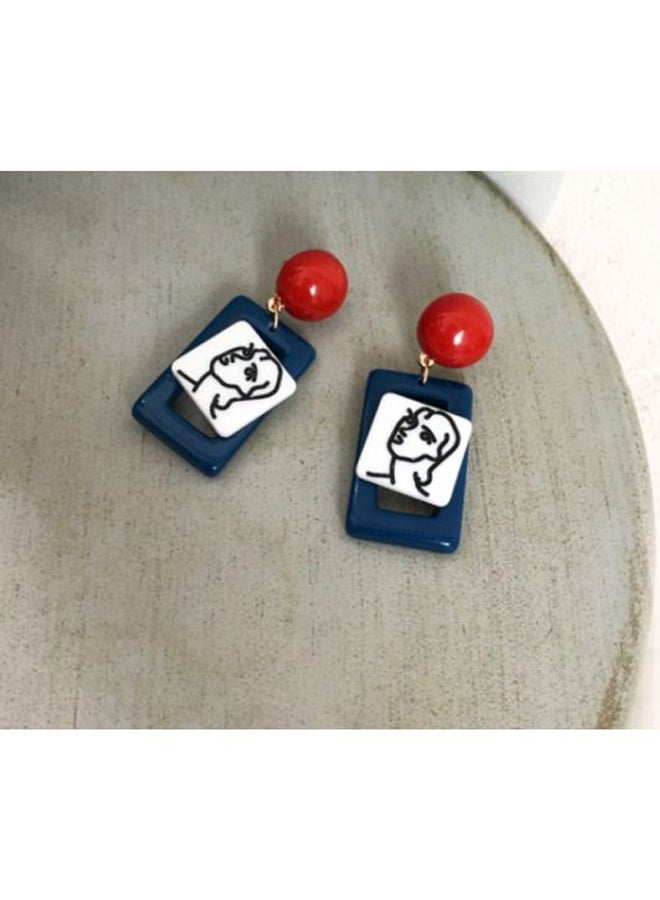 اليشمك أقراط متدلية بتصميم تجريدي - Image 5