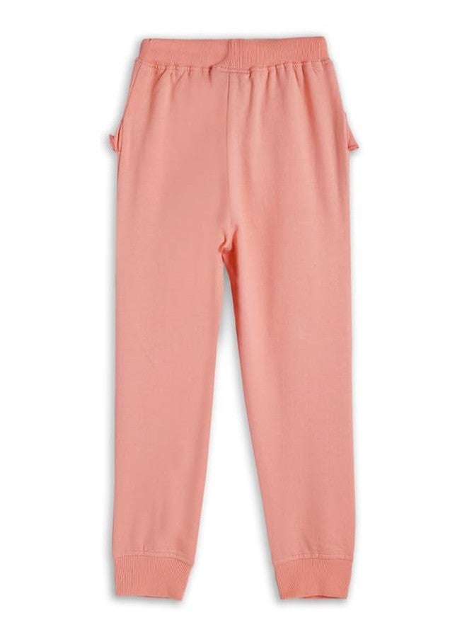 ANTHRILO Summer Jogger for Girls | 100% Cotton Blend Skin Friendly Fabric | Jogger for Girls | Casual Wear |Pretty Peach Girls Summer Frill Jogger - Peach 1-2 Years - Image 2