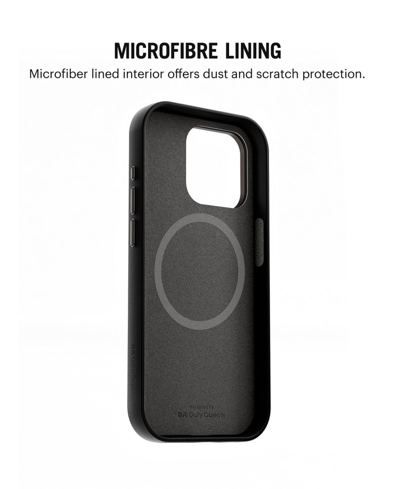 DailyObjects Leatherite Case for iPhone 16 Pro Compatible with Mag-Safe Wireless Charging | Crimson-Grey Hybrid Magnetic Back Cover - Image 5