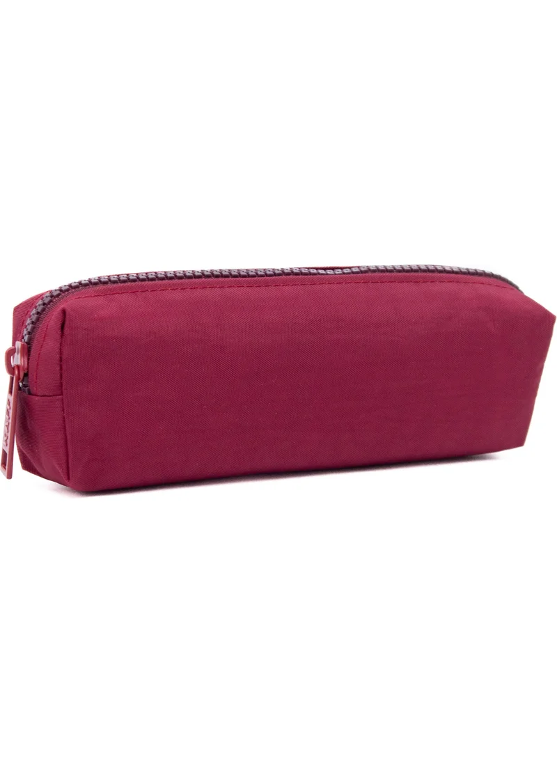 Kaff 01106 Claret Red Crinkle Fabric Unisex Single Compartment Water Resistant Finger Pencil Case