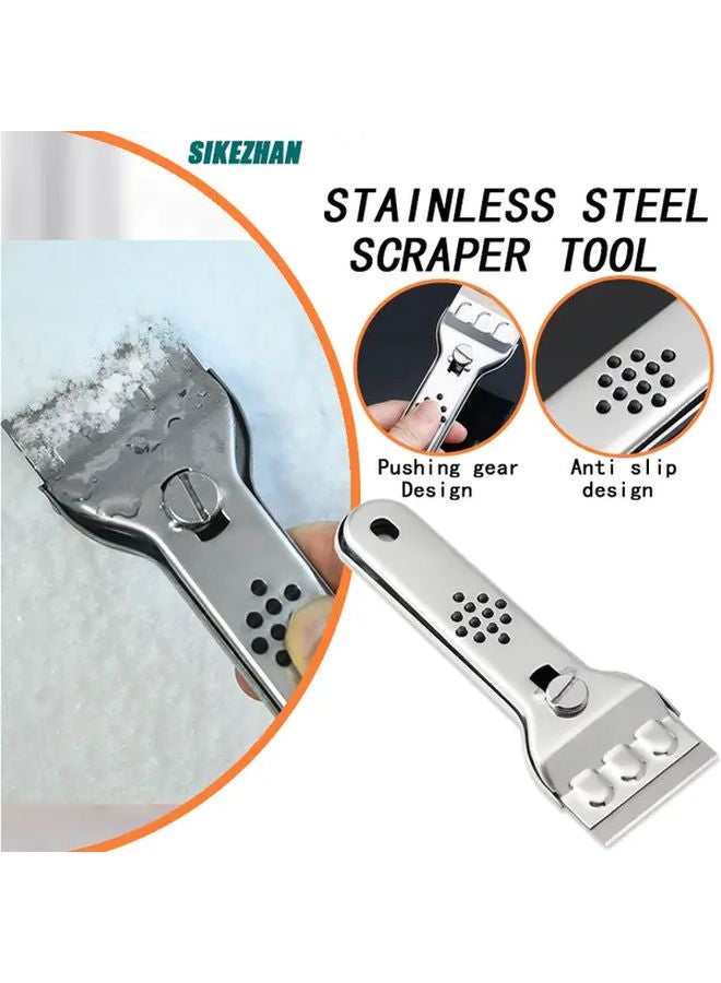 Stainless Steel Scraper Tool With Blades For Glass Window Wall Paint Cleaner Kitchen Cooker Fridge 1 Set - Image 2