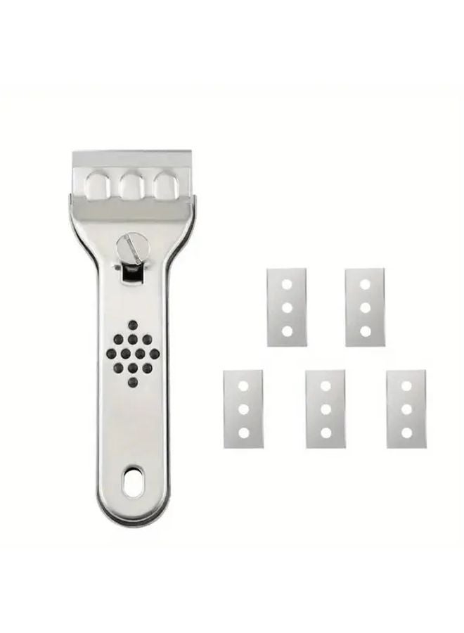 Stainless Steel Scraper Tool With Blades For Glass Window Wall Paint Cleaner Kitchen Cooker Fridge 1 Set - Image 1