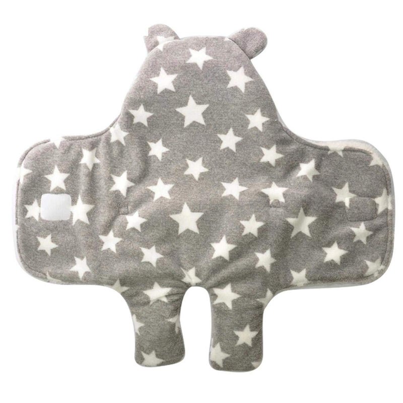 BRANDONN Newborn Babies Flannel Hooded Wearable Baby Blanket Cum Baby Wrapper Blanket Combo of 2 (Age 0-6 months, Dimension - 76 X 68 cm, Grey, Beige) - Image 3