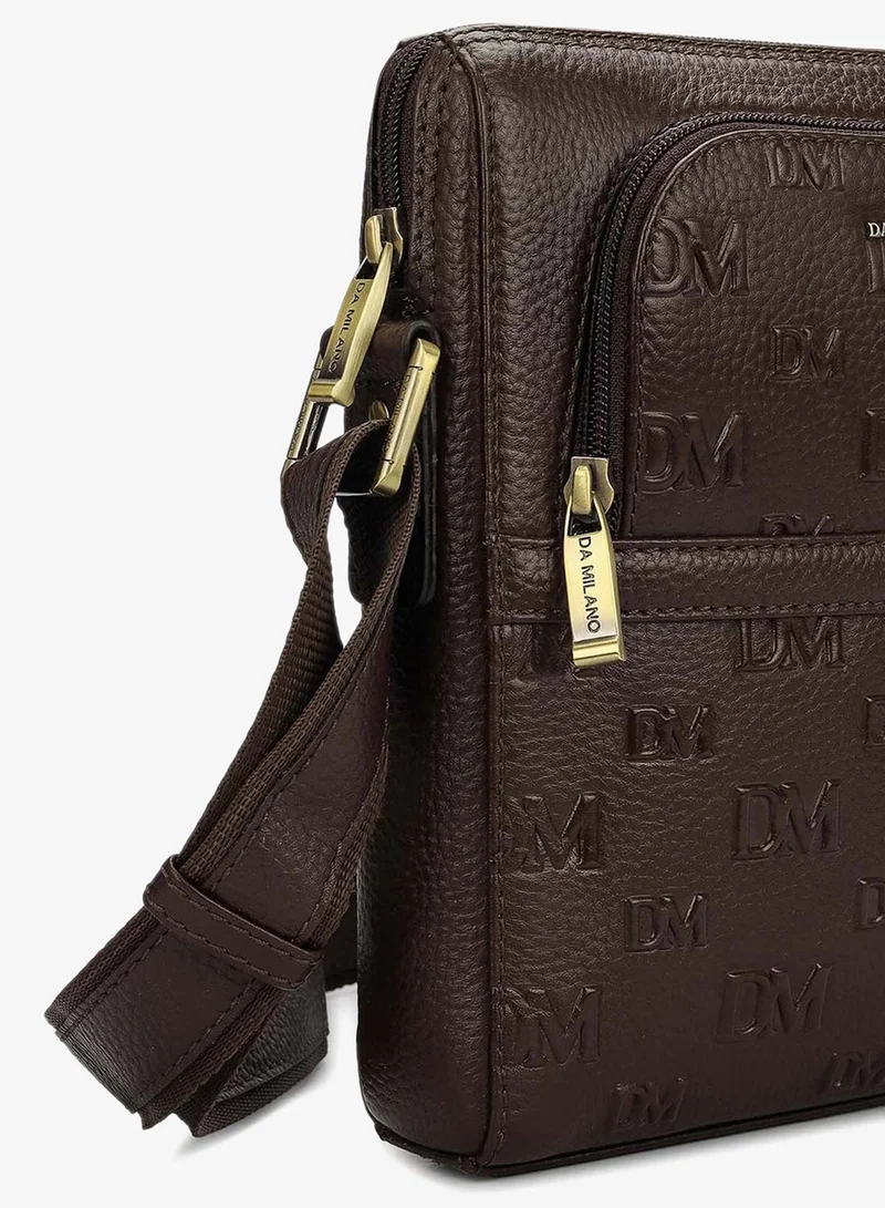 Da Milano Chocolate Monogram Men Sling for Men | Best Price UAE