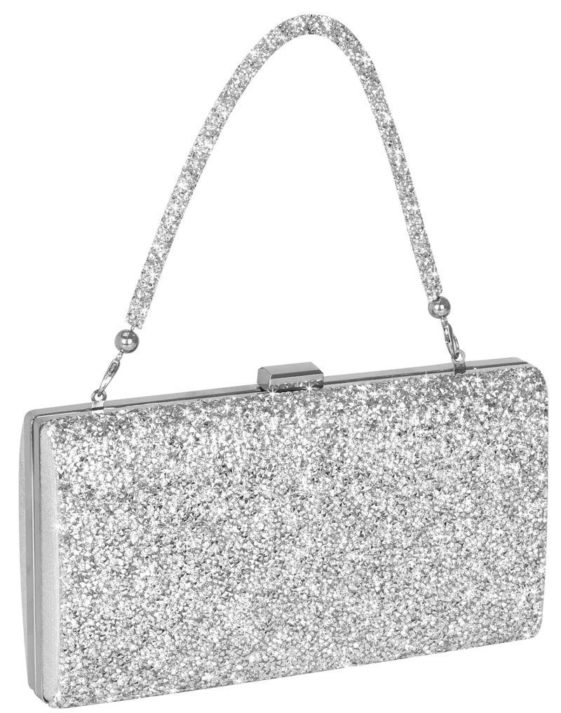 Covelin Women's Handbag Envelope Rhinestone Evening Clutch Bag Hot Silver with Diamond Chain - Image 1