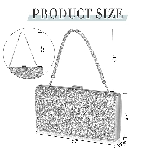 Covelin Women's Handbag Envelope Rhinestone Evening Clutch Bag Hot Silver with Diamond Chain - Image 4