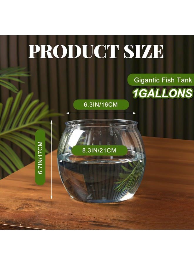 Geelin 1 Gallon Plastic Fish Tank Large Bowl Shatterproof with Crystal Clear Clarity for Terrarium, Flower Vase Centerpiece Gift for Fish Lovers (Round) - Image 2