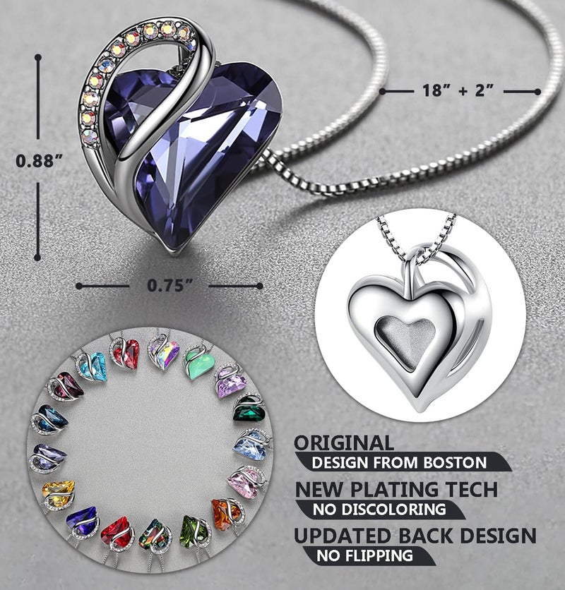 Leafael Necklaces for Women, Infinity Love Heart Pendant with Tanzanite Purple Birthstone Crystal for February, Jewelry Gifts for Wife, Silver Plated 18 + 2 inch Chain, Birthday Gift for Mom & Her - Image 3