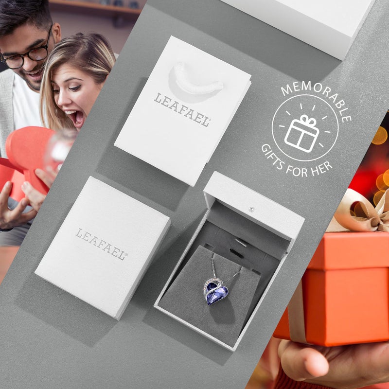 Leafael Necklaces for Women, Infinity Love Heart Pendant with Tanzanite Purple Birthstone Crystal for February, Jewelry Gifts for Wife, Silver Plated 18 + 2 inch Chain, Birthday Gift for Mom & Her - Image 5