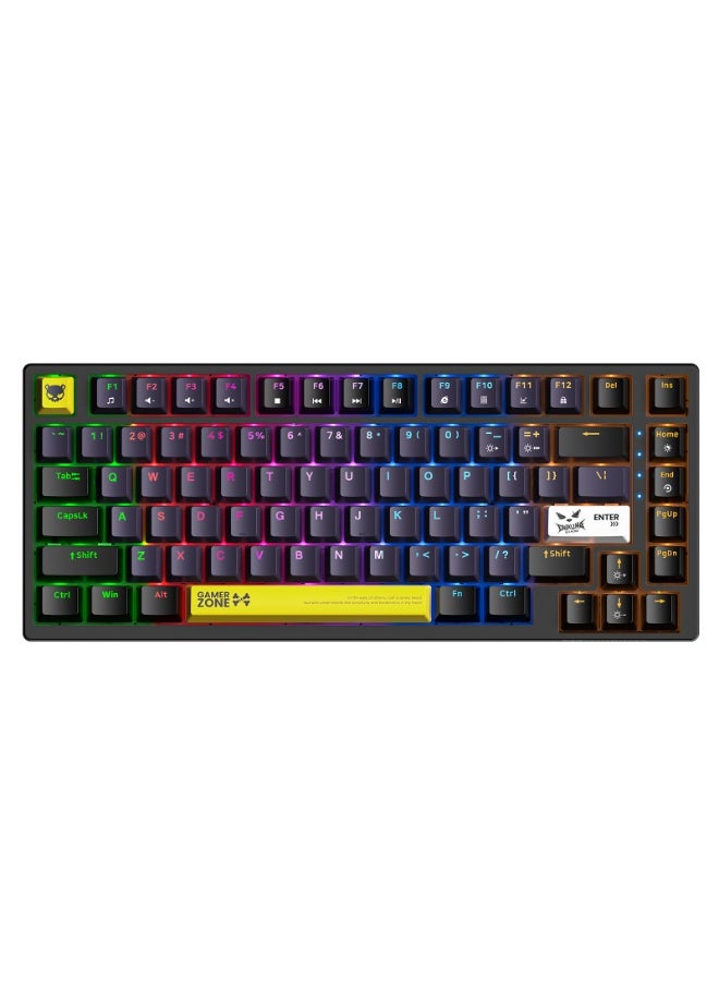 onikuma 82 Keys Tan Switch Mechanical Gaming Keyboard 75% Mini Wired Waterproof Backlit Silent White RGB Color Suitable for PC/Ps4/Xbox Gamers - Image 1