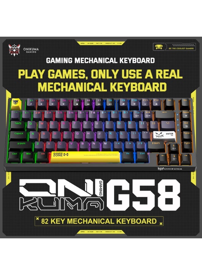 onikuma 82 Keys Tan Switch Mechanical Gaming Keyboard 75% Mini Wired Waterproof Backlit Silent White RGB Color Suitable for PC/Ps4/Xbox Gamers - Image 3