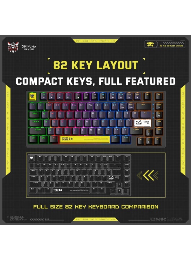 onikuma 82 Keys Tan Switch Mechanical Gaming Keyboard 75% Mini Wired Waterproof Backlit Silent White RGB Color Suitable for PC/Ps4/Xbox Gamers - Image 4