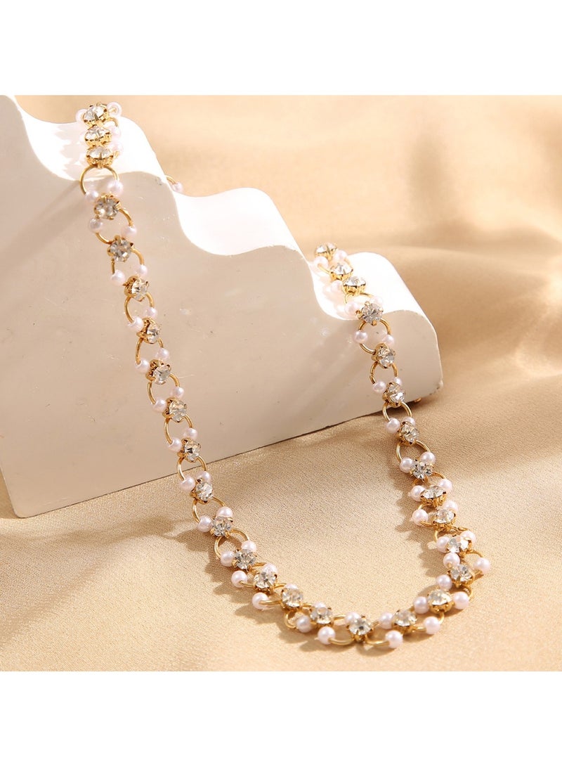 Huitich Crystal Loop Chain Choker Necklace Elegant Rhinestone Statement Jewelry  - Image 2