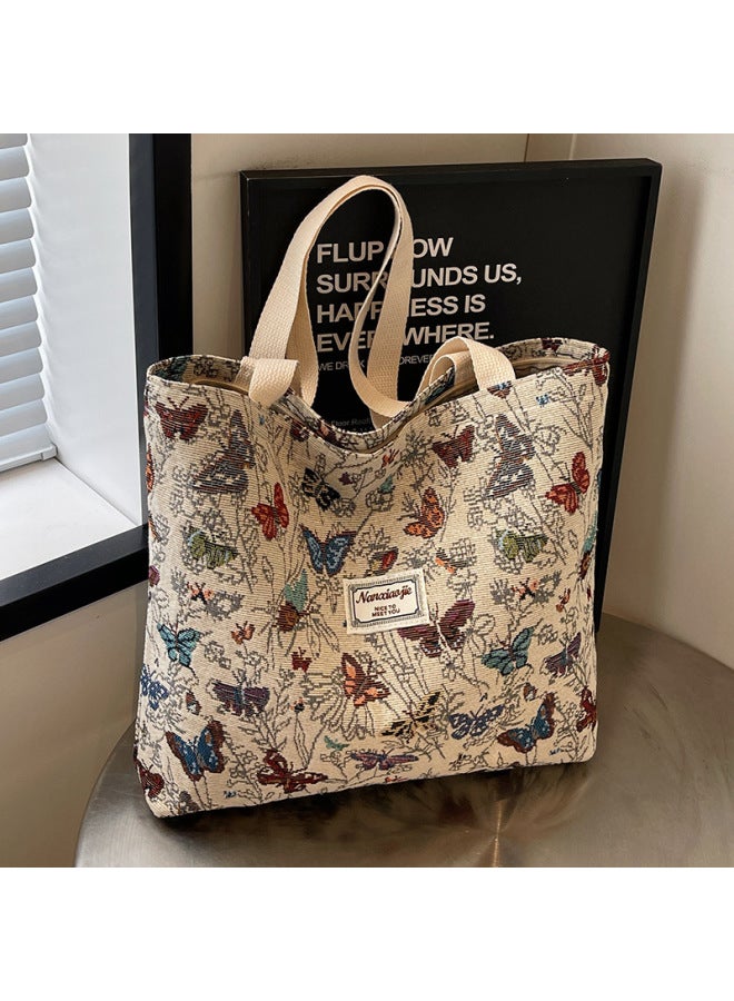 High School Students Class Canvas Bag 2024 Commuter Tote Bag Women's Ins Fashion Out Shoulder Mummy Bag-Color:small Size Black - Image 2
