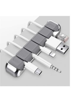 KASTWAVE Cord Organizer, Cable Organizer Holder 5 Slots Desktop Cord Wire Clips Keeper for Organizing USB Cable/Power Cord/Wire Home Office and Car (Grey)  - Image 1
