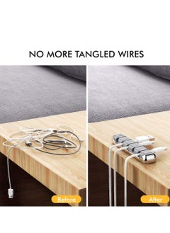 KASTWAVE Cord Organizer, Cable Organizer Holder 5 Slots Desktop Cord Wire Clips Keeper for Organizing USB Cable/Power Cord/Wire Home Office and Car (Grey)  - Image 4