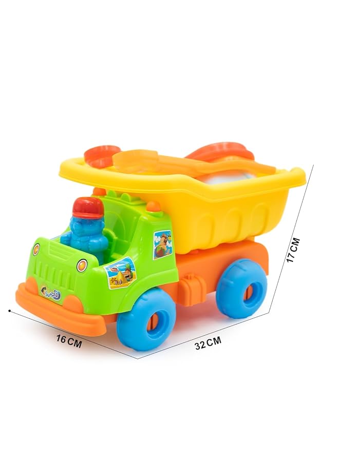 IToys Kids Dump Truck Beach Tools Toy Colourful Plastic Construction Vehicle 32 X 16 X 17 Cm Beach Accessories Beach Tools For Boys And Girls. - Image 3