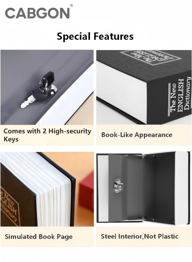 CABGON Diversion Book Safe with Key, Hidden Book Locker Safe, Metal Book Locker Box for Valuables - Image 5