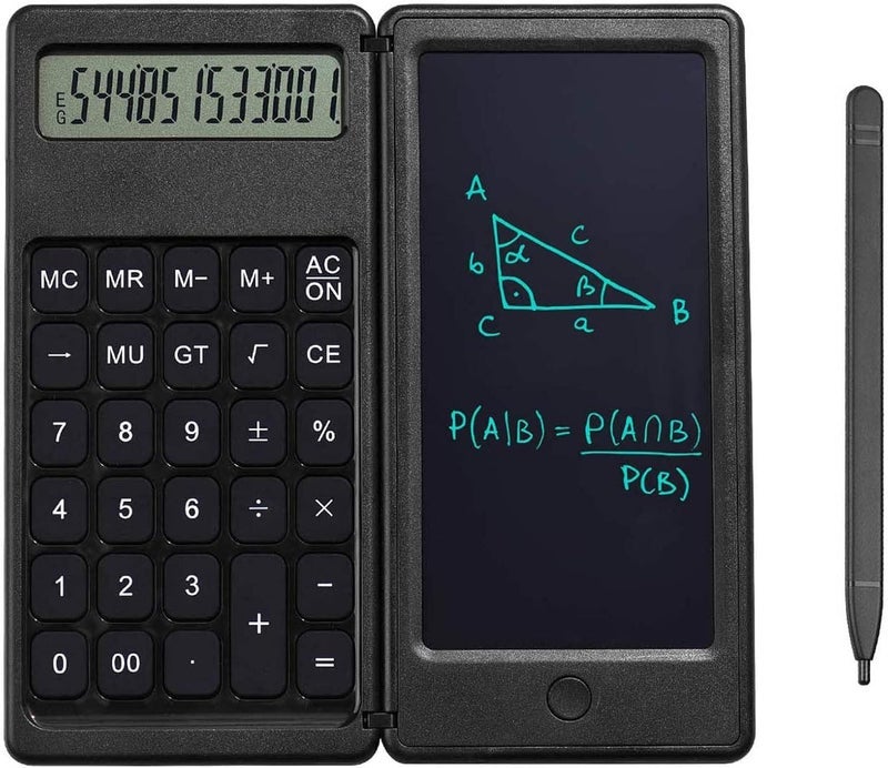 klarako Foldable Digital Drawing Pad Calculator with Stylus - [New-Version] Portable Erasable Tablet Digits Drawing Pad 12 Digits Display - Household Desktop Calculator Button (S9 Battery) - Image 3