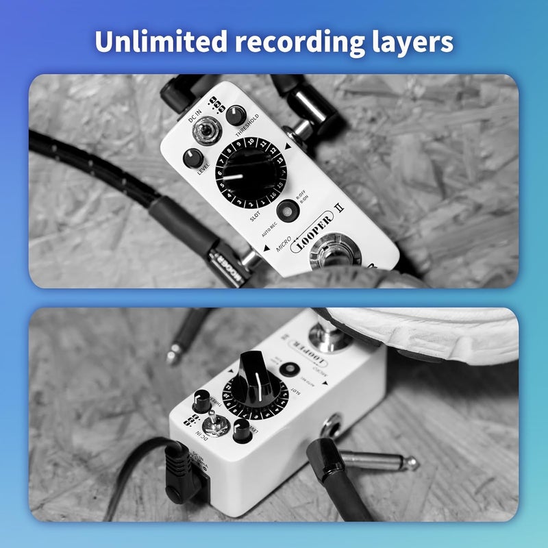 Mooer Micro Looper II Guitar Loop Pedal With 480 Minutes Recording, AUTO REC Function, 3 Saving Banks and 16 Slots Per Bank - Image 4
