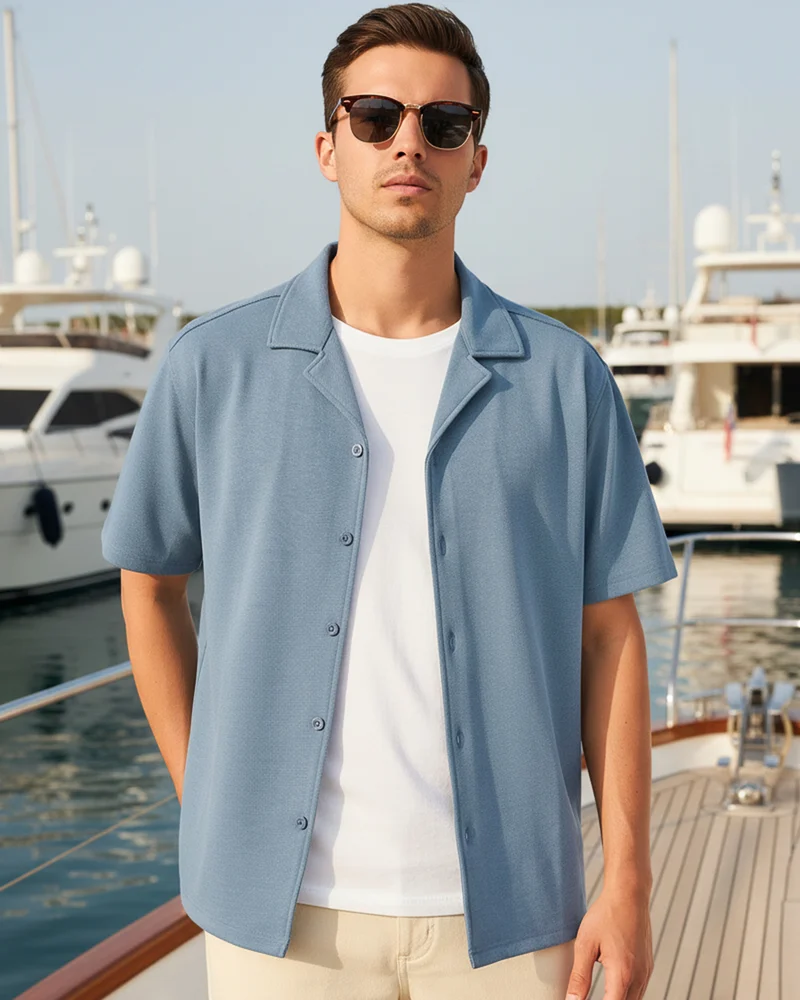 بيواكوف Men's Petrol Blue Oversized Shirt