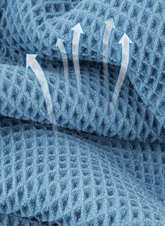 MICROFI Microfiber Waffle Hand Towels, 4 Pieces, Soft, Absorbent, Fast Drying, Lint Free (Blue) - Image 2