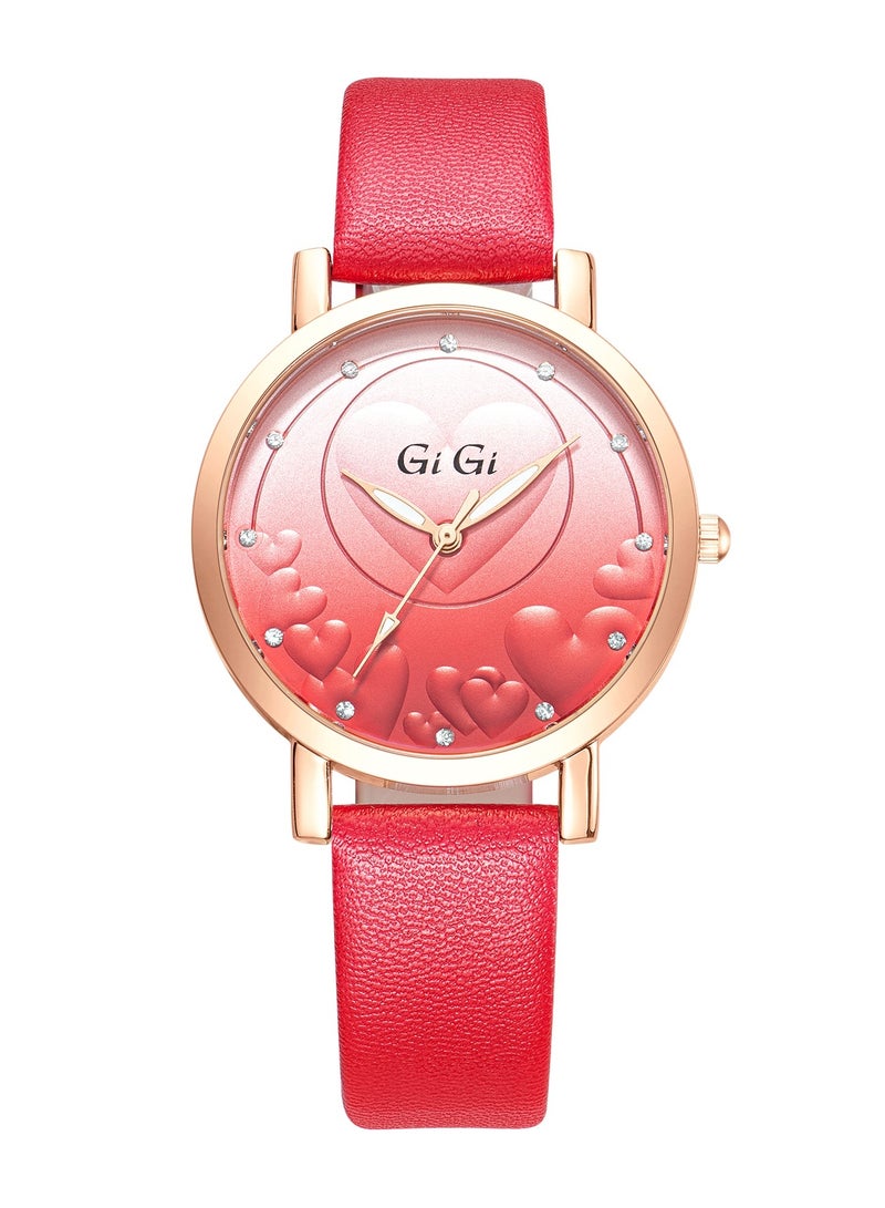 جيجي ساعة يد نسائية من جيجي انالوج بسوار جلدي وكريستال - Image 1
