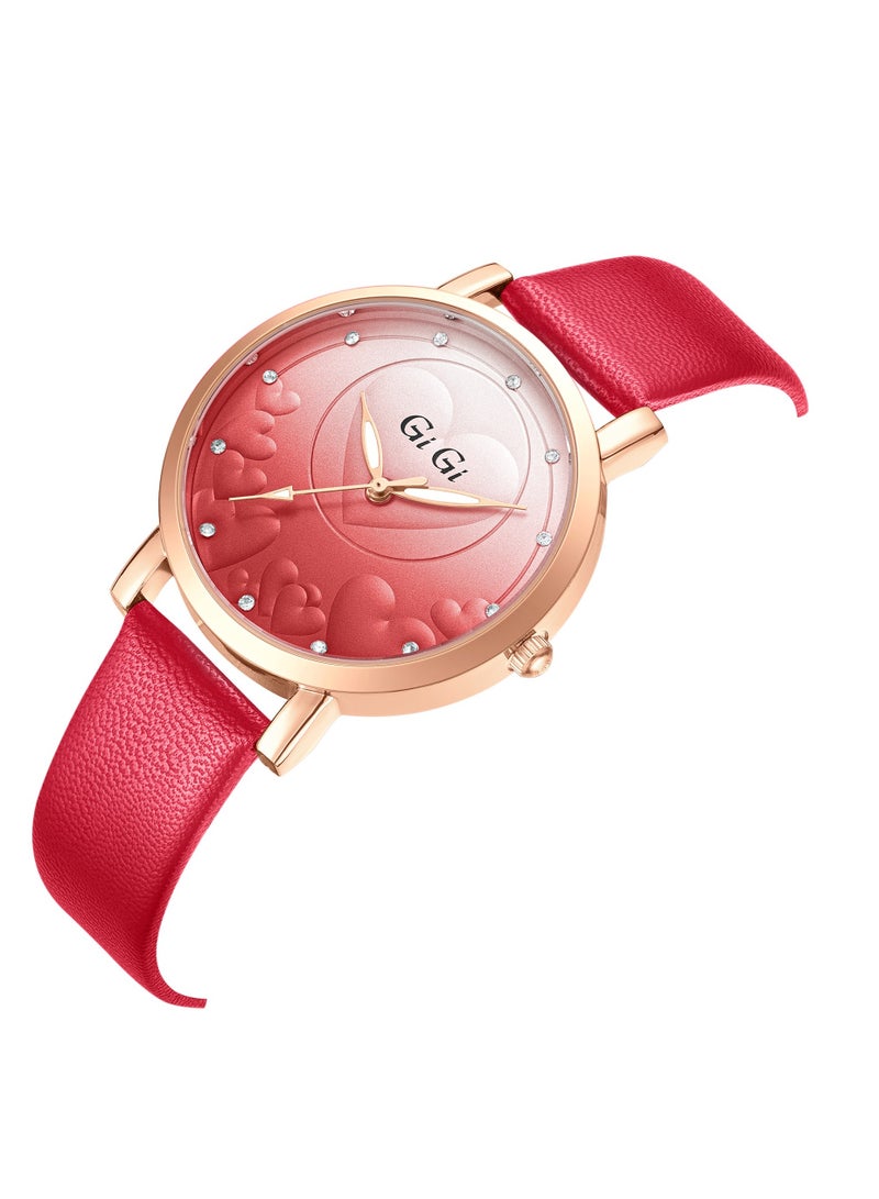 جيجي ساعة يد نسائية من جيجي انالوج بسوار جلدي وكريستال - Image 2