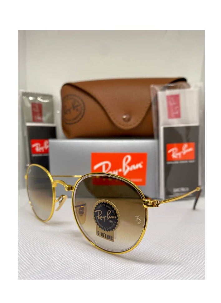 Ray-Ban Ray-Ban Fashion Pilot Sunglasses Gold Framed with Brown UV Lenses  - Image 3