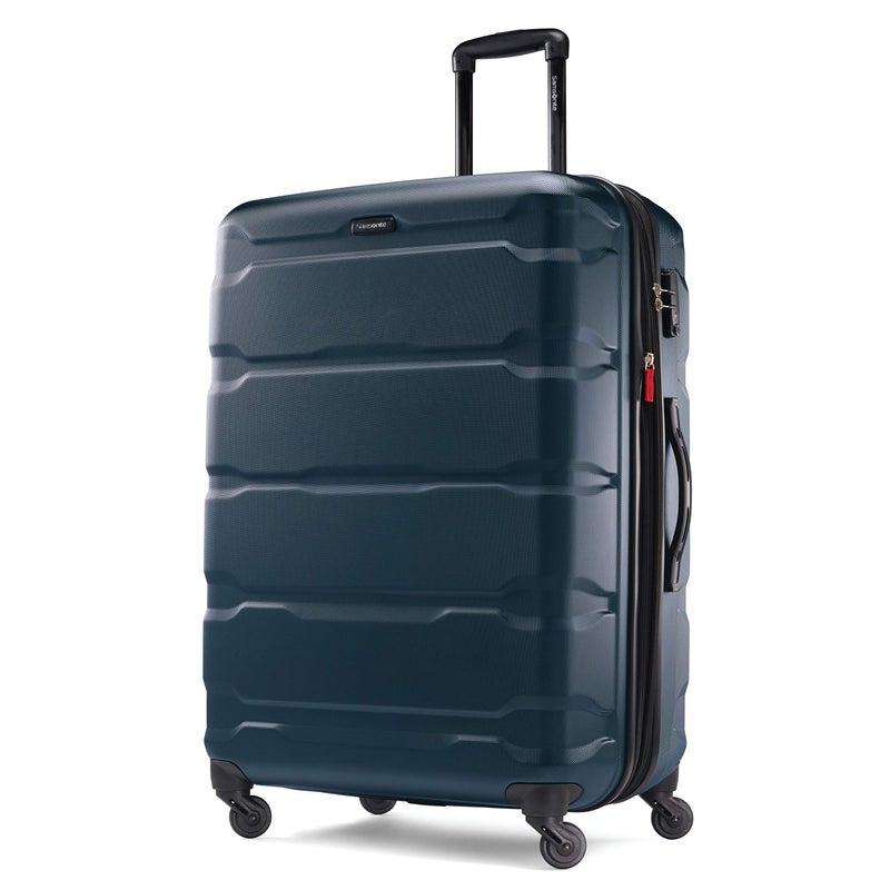 Samsonite Omni PC Hardside Expandable Luggage with Spinner Wheels, Teal, Checked-Large 28-Inch - Image 1