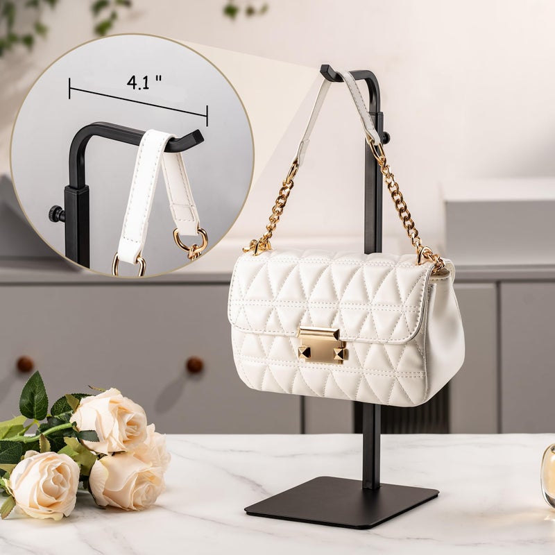 pickpiff 2 Pack Purse Holder Handbag Display Stand: Black Hanger Rack for Bags, Purses, and Wreath, Adjustable Hook Stand for Tabletop, Closet, and Retail Use for Vendors - Image 4
