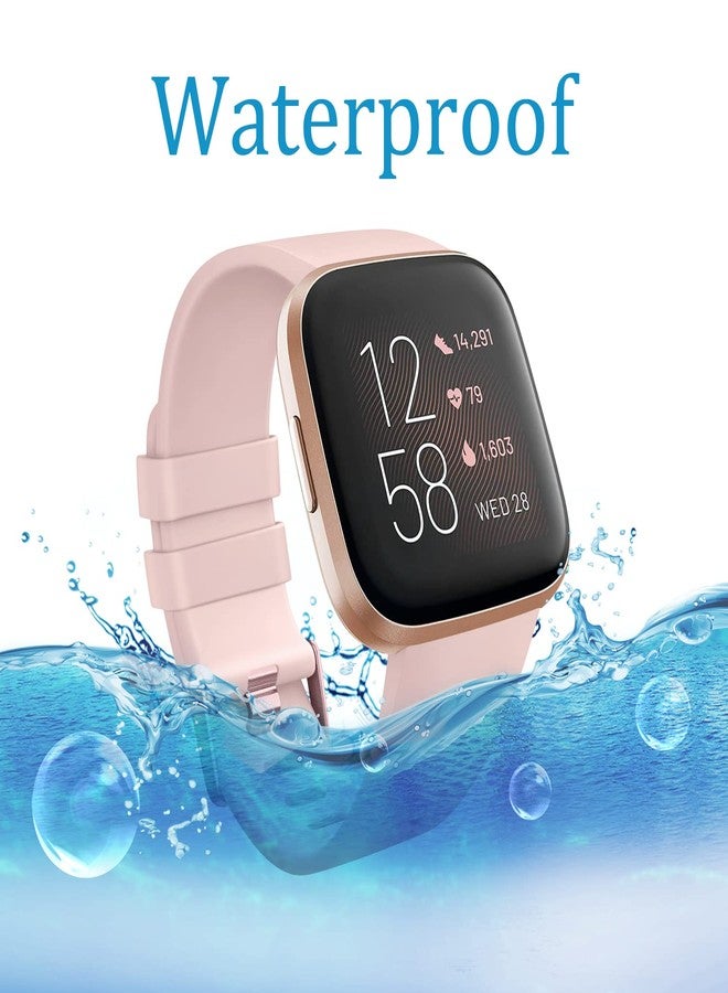 Mugust Sport Bands Compatible with Fitbit Versa 2 / Fitbit Versa/Versa Lite/Versa SE, Classic Soft Silicone Replacement Wristbands Straps for Fitbit Versa 2 Smart Watch Women Men (Small,Light Pink) - Image 5