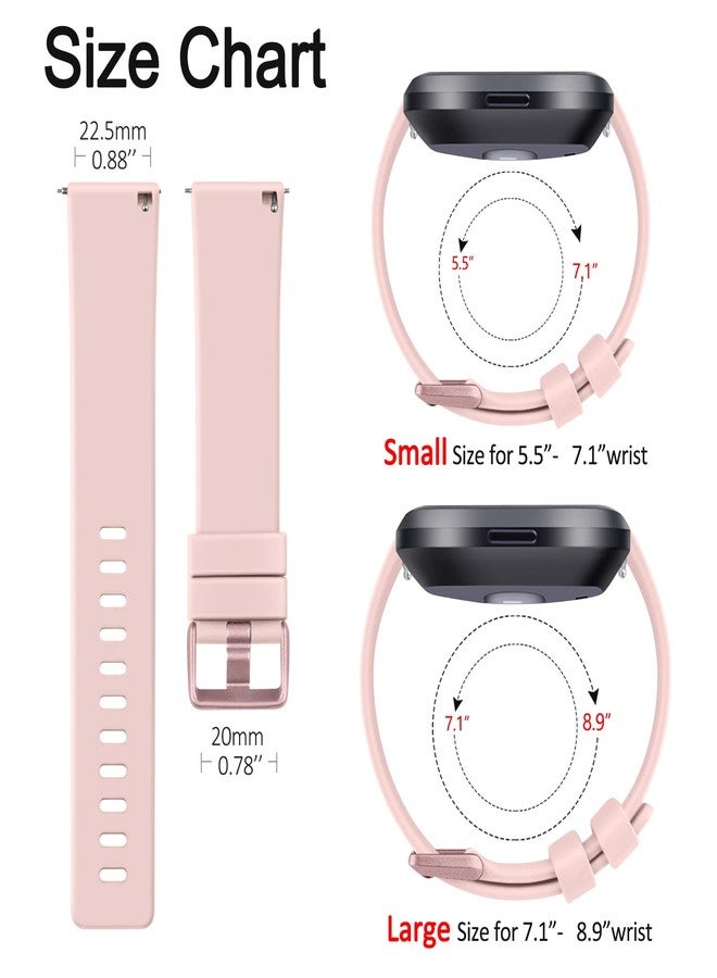 Mugust Sport Bands Compatible with Fitbit Versa 2 / Fitbit Versa/Versa Lite/Versa SE, Classic Soft Silicone Replacement Wristbands Straps for Fitbit Versa 2 Smart Watch Women Men (Small,Light Pink) - Image 3