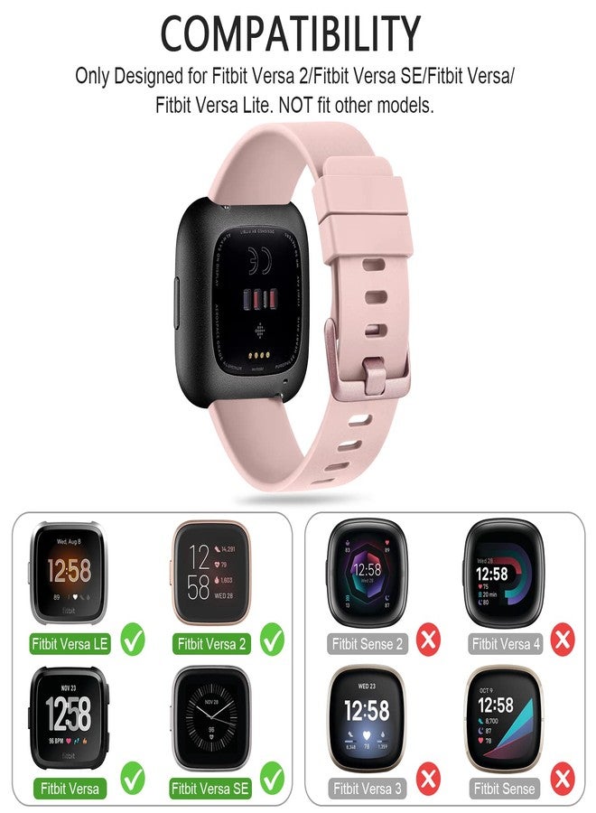 Mugust Sport Bands Compatible with Fitbit Versa 2 / Fitbit Versa/Versa Lite/Versa SE, Classic Soft Silicone Replacement Wristbands Straps for Fitbit Versa 2 Smart Watch Women Men (Small,Light Pink) - Image 2