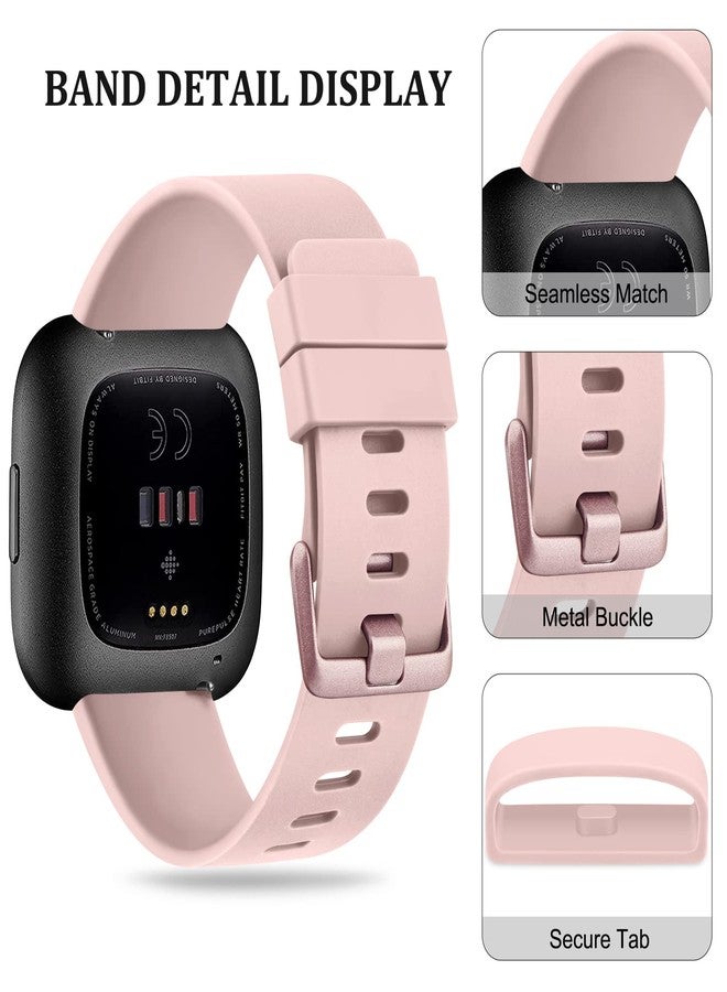 Mugust Sport Bands Compatible with Fitbit Versa 2 / Fitbit Versa/Versa Lite/Versa SE, Classic Soft Silicone Replacement Wristbands Straps for Fitbit Versa 2 Smart Watch Women Men (Small,Light Pink) - Image 4