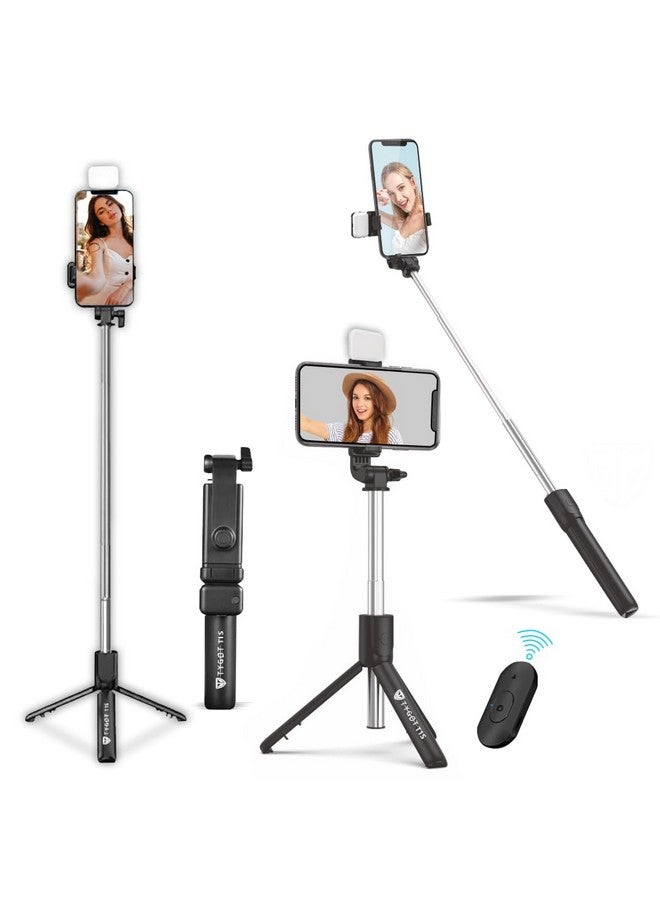 Tygot T1S SnapStick with Tripod Stand, 3 in 1 Multifunctional Design, Rechargable LED Light with Two Brighness Levels for Make up, Selfie, Vlogging & Photo Shoot, Selfie Stick with Bluetooth Remote - Image 1