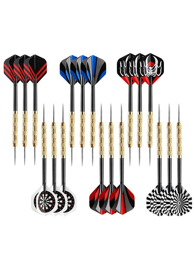 عربست سهام برؤوس فولاذية، سهام معدنية احترافية، مجموعة سهام برؤوس معدنية، سهام معدنية للوحة رمي السهام، 18 قطعة - Image 1