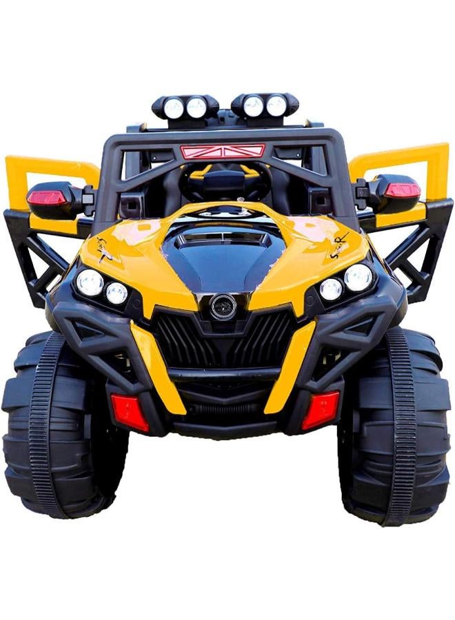 Jeep Yellow Kids Toy Car with Rechargeable Battery Operated Ride On - Image 1