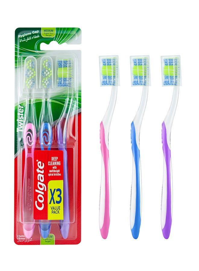 Buy Colgate Twister With Caps Medium Toothbrush Online | 15 Minutes ...
