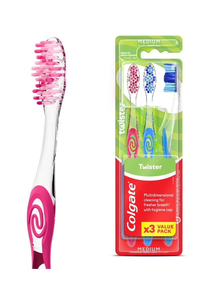 Buy Colgate Twister With Caps Medium Toothbrush Online | 15 Minutes ...