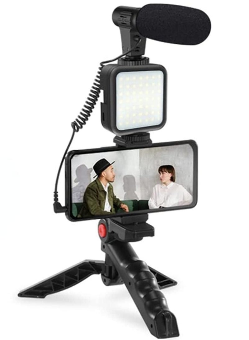 ELTRAZONE Smartphone & Camera Vlogging Studio Kits Video Shooting Photography Suit with Microphone LED Fill Light Mini Tripod - Image 1