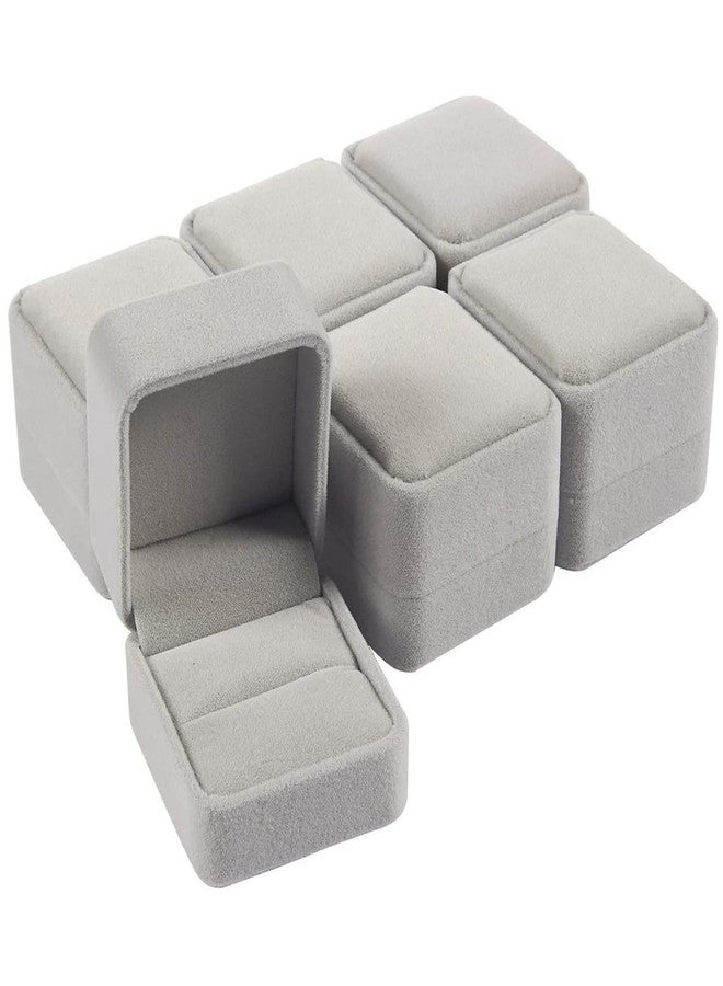 Juvale Velvet Ring Box Set of 6 - Grey, 2.5 x 1.7 x 2 in - Individual Ring Holders & Jewelry Storage Cases - Image 1