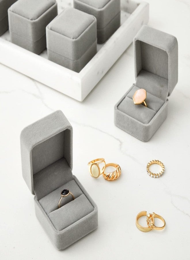 Juvale Velvet Ring Box Set of 6 - Grey, 2.5 x 1.7 x 2 in - Individual Ring Holders & Jewelry Storage Cases - Image 2