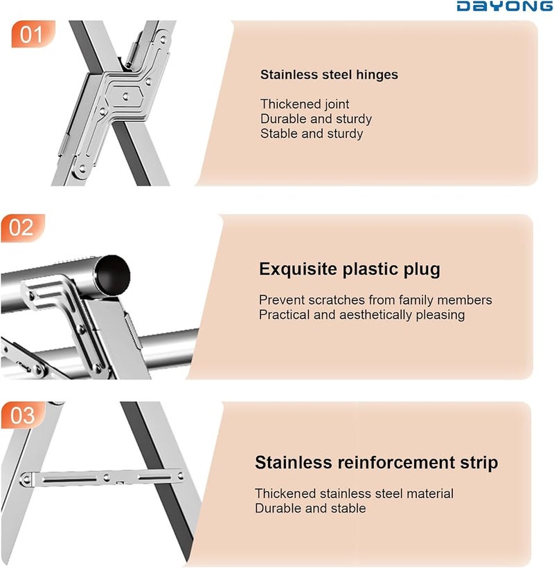 DAYONG Clothes Drying Rack, Foldable Portable Clothing Drying Rack,Heavy Duty Stainless Steel Laundry Dryer Rack For Indoor Outdoor (B-94.5 Inch/240cm) - Image 3