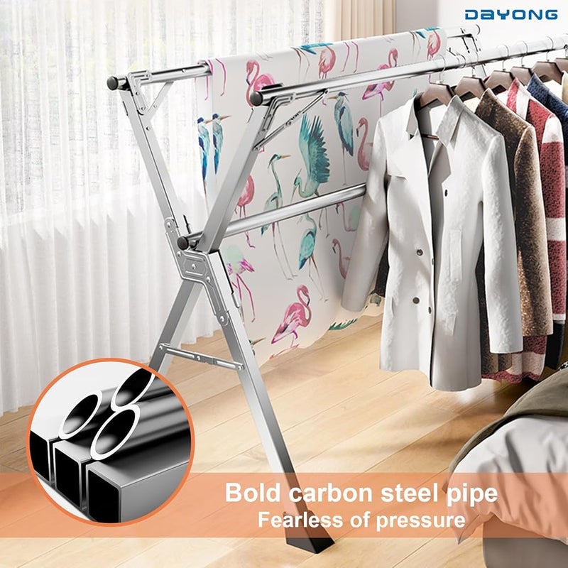 DAYONG Clothes Drying Rack, Foldable Portable Clothing Drying Rack,Heavy Duty Stainless Steel Laundry Dryer Rack For Indoor Outdoor (B-94.5 Inch/240cm) - Image 5