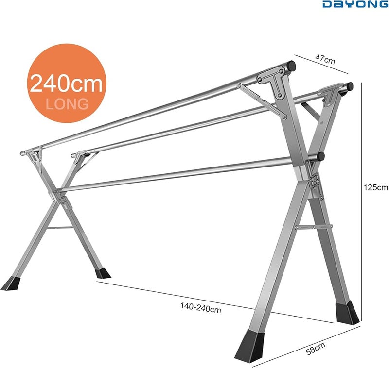 DAYONG Clothes Drying Rack, Foldable Portable Clothing Drying Rack,Heavy Duty Stainless Steel Laundry Dryer Rack For Indoor Outdoor (B-94.5 Inch/240cm) - Image 2