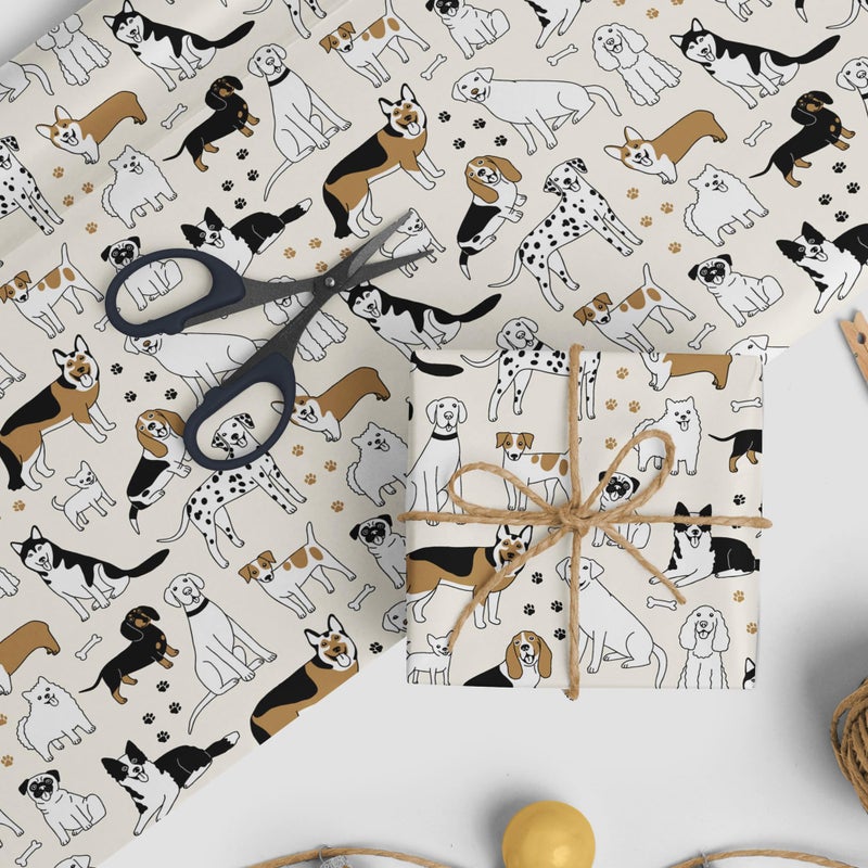 ZINTBIAL Dog Wrapping Paper for Birthday Baby Shower - Paw Print White & Black Puppys Gift Paper for Men Women Kids - 20 x 29 Inches, 6 Folded Sheets, Easy to Storeâ€¦ - Image 5