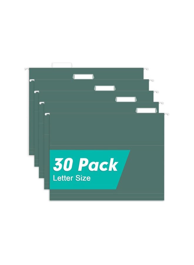 HERKKA Extra Capacity Hanging File Folders, 30 Pack Reinforced Letter Size Hanging Folders with Heavy Duty 0 Inch Expansion, Designed for Bulky Files, Green - Image 1