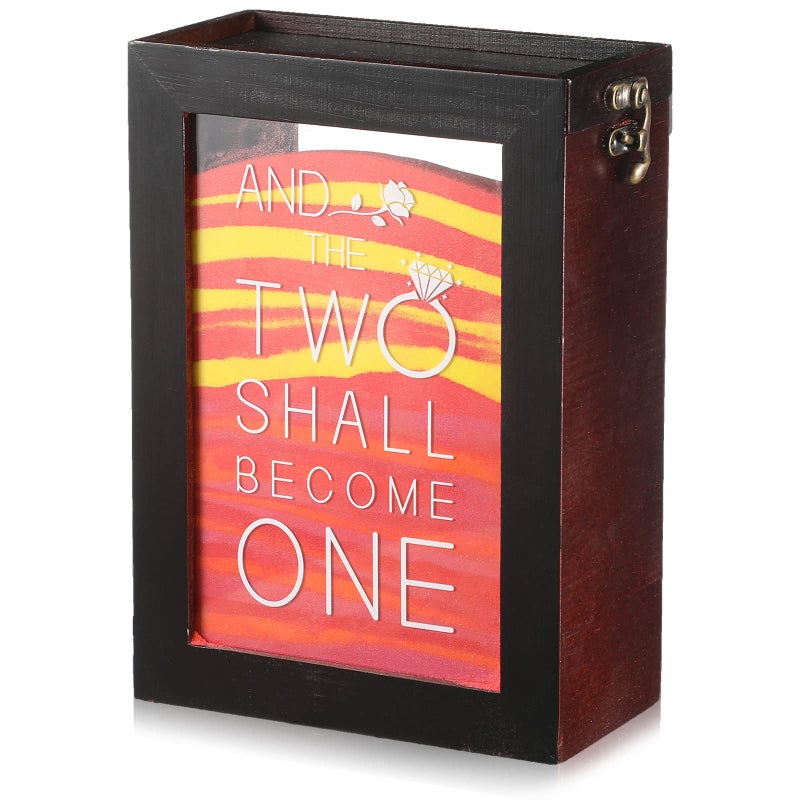 Roowest Roowest Unity Sand Ceremony Shadow Box Two Become One Rustic Shadow for Wedding Wood and Clear Acrylic Sand Box for Vow Renewal Beach Home Decor 6 x 85 x 3 Inches 