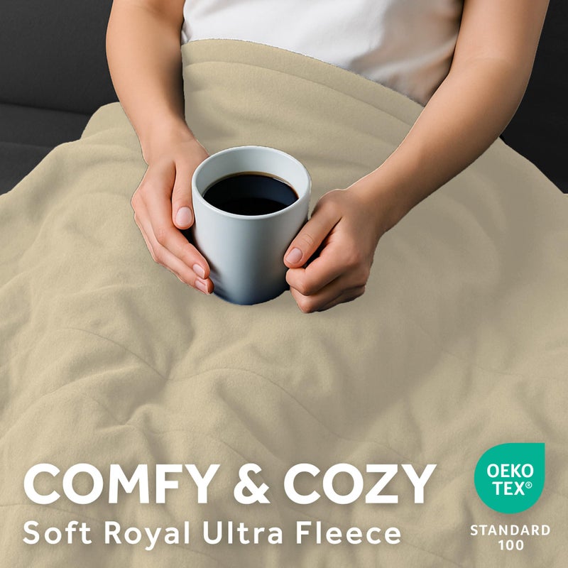 Sunbeam Royal Ultra Fleece Heated Electric Blanket Twin Size, 84" x 62", 12 Heat Settings, 12-Hour Selectable Auto Shut-Off, Fast Heating, Machine Washable, Warm and Cozy, Pebble - Image 4